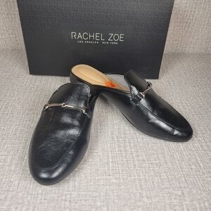 Rachel Zoe Alani Mules Women's 9.5 Black Faux Leather Slip On Shoes Flats